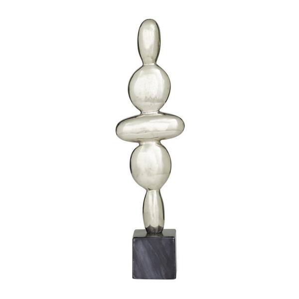 CosmoLiving by Cosmopolitan Silver Aluminum Stacked Abstract Sculpture with Marble Base