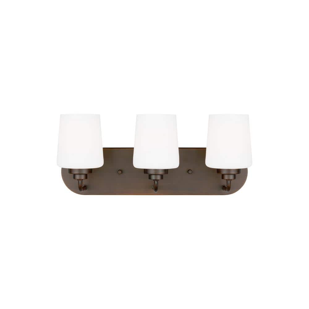 Eastridge Transitional 3-Light Bronze Vanity with Etched Opal Glass