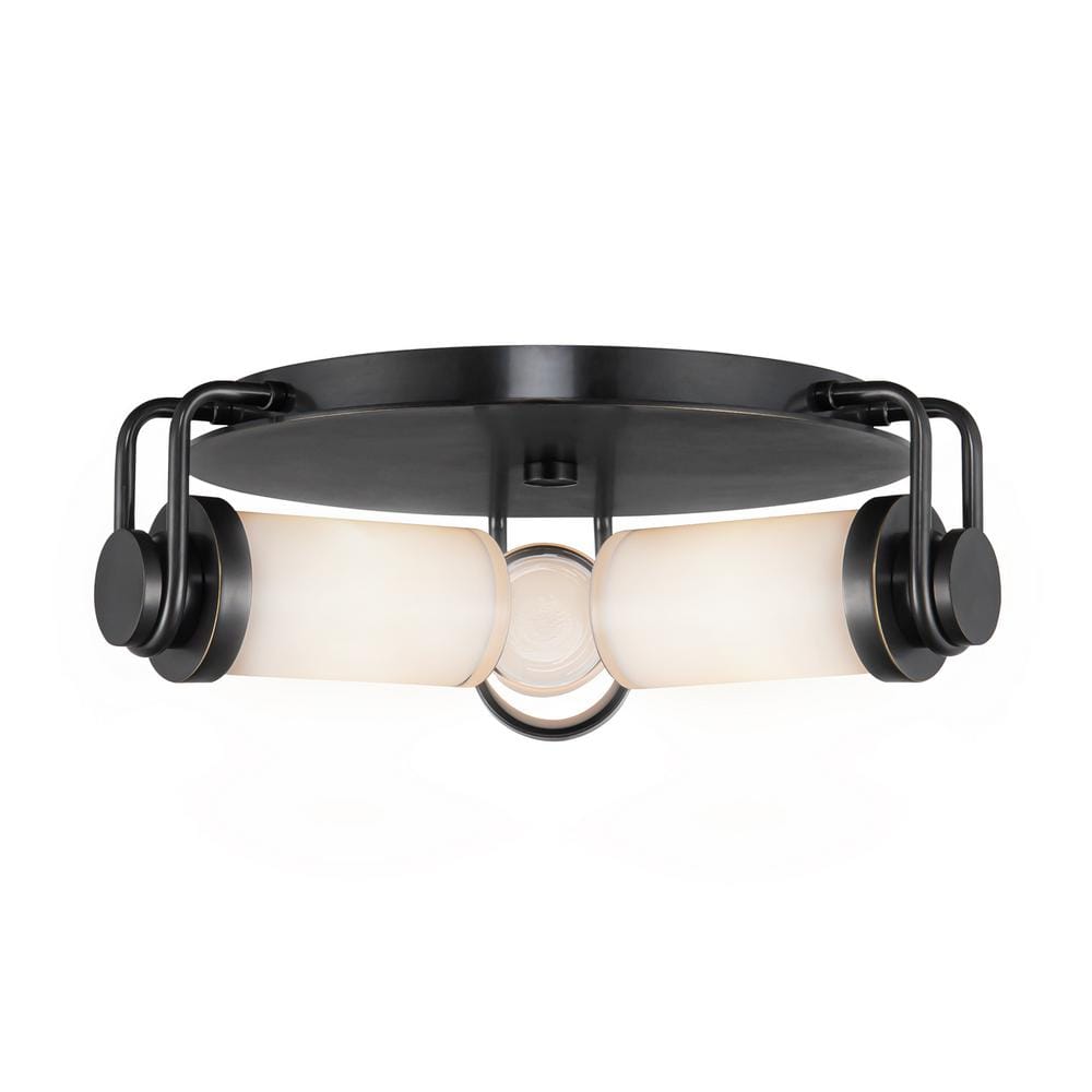 Urban Bronze and Glossy Opal Glass LED Flush Mount Light