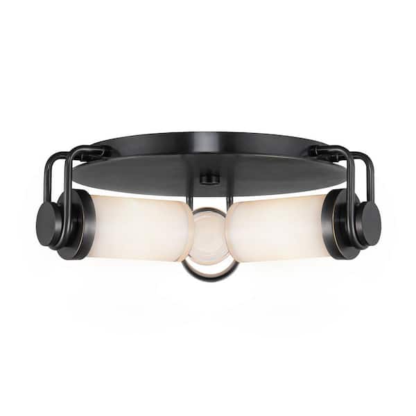 ALORA Wynwood 17 in. 3-Light 60-Watt Urban Bronze/Glossy Opal Flush Mount