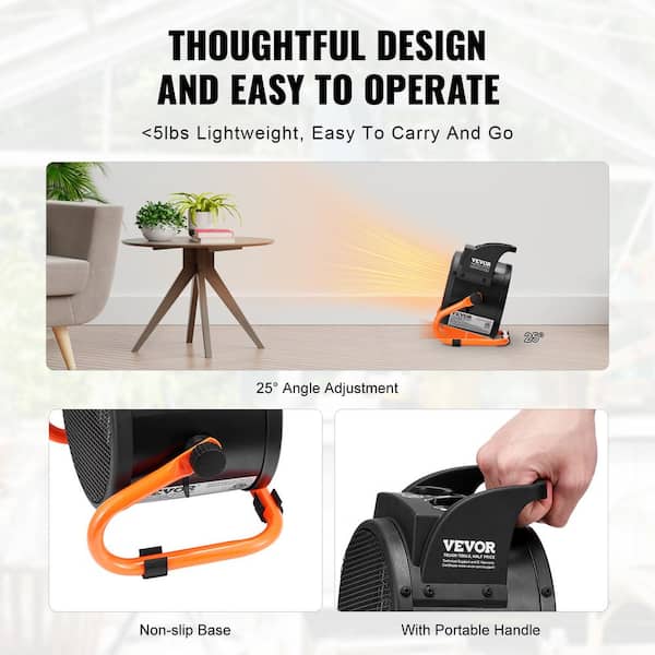Buyplus 1500W Greenhouse Heater With Digital Thermostat - Outdoor Electric Heater For Patio, Garage, Grow Tents