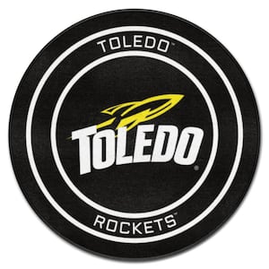 Toledo Black 2 ft. Round Hockey Puck Accent Rug