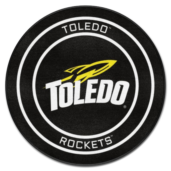 FANMATS Toledo Black 2 ft. Round Hockey Puck Accent Rug