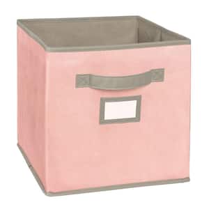 11 in. D x 11 in. H x 11 in. W Pink Fabric Cube Storage Bin