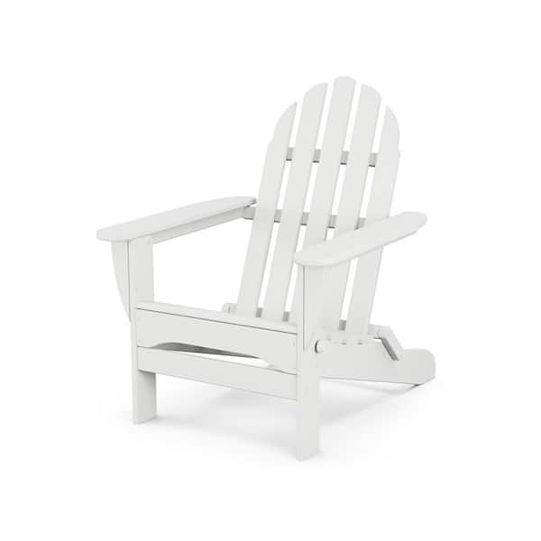 POLYWOOD Classic White Folding Plastic Adirondack Chair