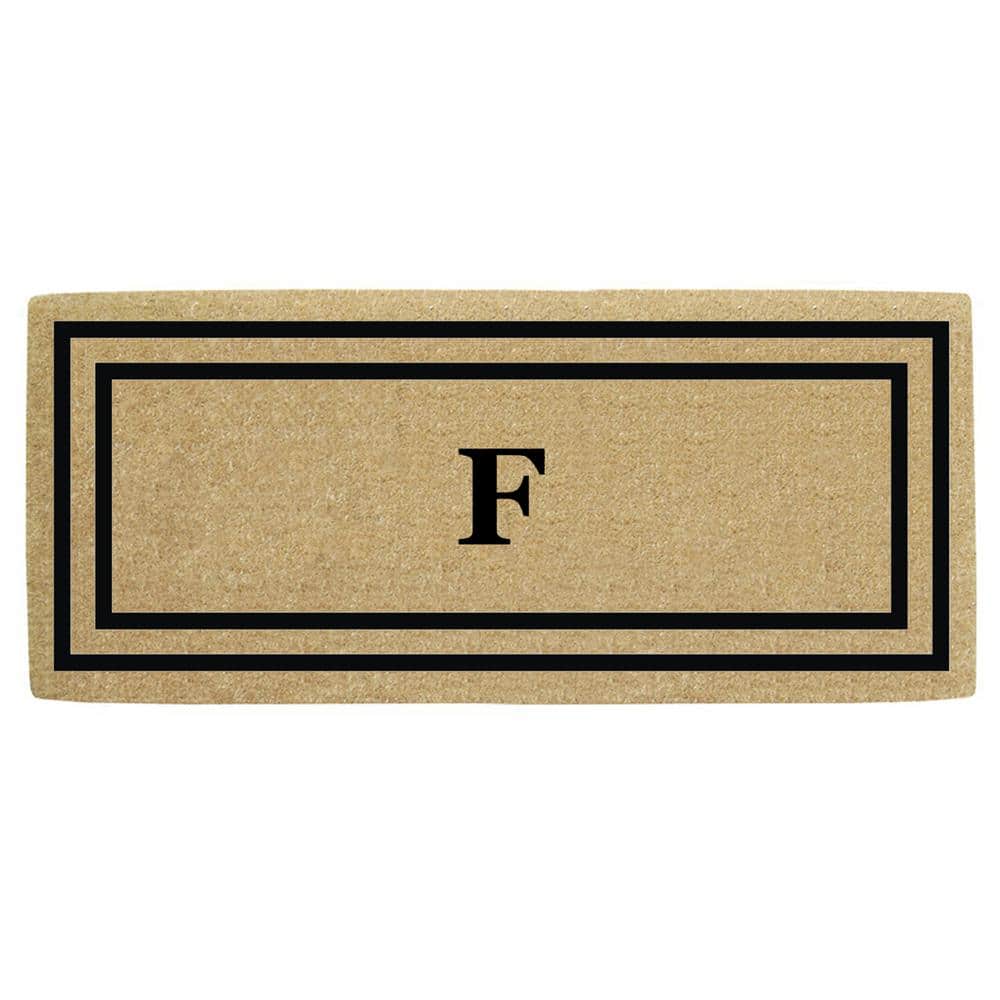 Heavy Duty Brown 24 in. x 57 in. Coir Thin Double Picture Frame  Monogrammed F Outdoor Door Mat price history on PriceWatchPro