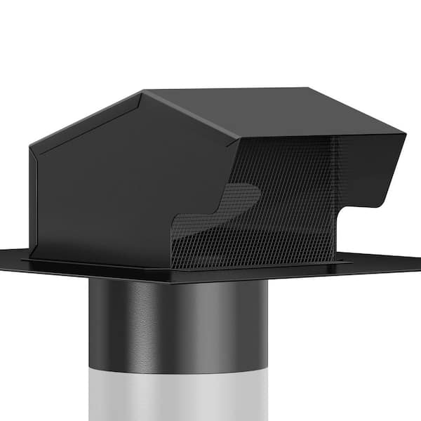 Angel Sar 4 in. Removable Roof Vents, Galvanized Steel Roof Exhaust Vent for Ventilation System-with Damper Black (1-Pack)