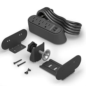 Wiremold 3-Outlet Desktop Power Strip Center Kit with USB A, 6 ft. Cord, Black