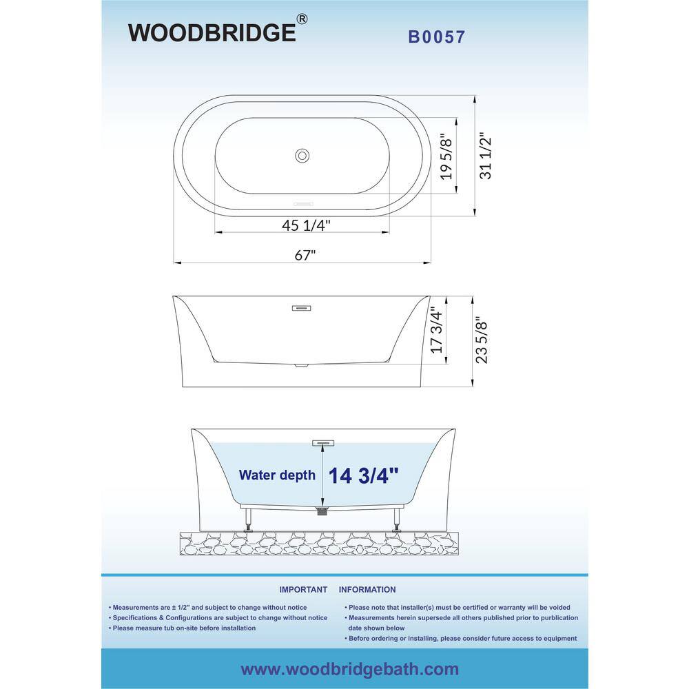 White Acrylic Freestanding Oval Soaking Bathtub
