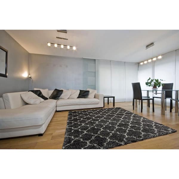 Amore Charcoal 5 ft. x 7 ft. Shag Contemporary Area Rug