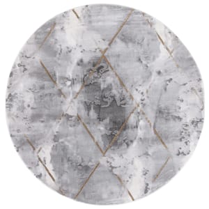 Craft Gray/Brown 7 ft. x 7 ft. Diamond Marble Round Area Rug
