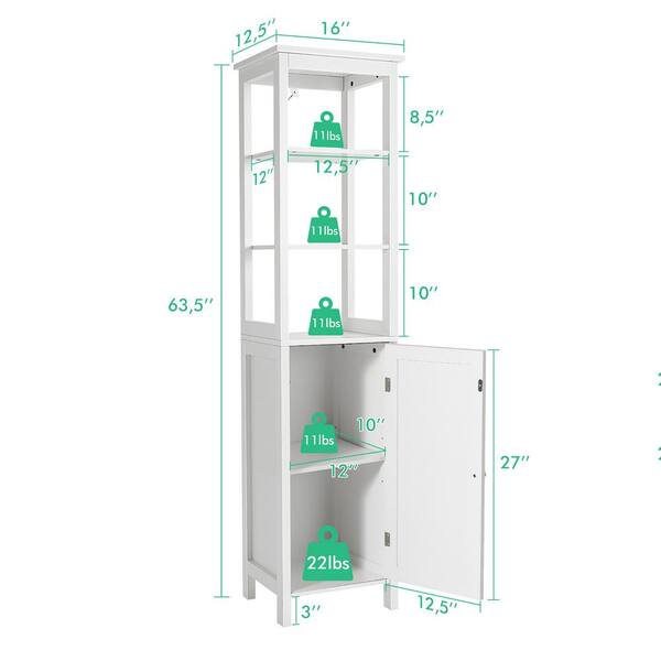 Free Standing Toilet Paper Holder with 4 Shelves and Top Slot for Bathroom  - Costway