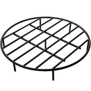 Fire Pit Grate 24 in. Dia Heavy-Duty Iron Round Firewood Grate with 7 Detachable Round Legs for backyard, Black