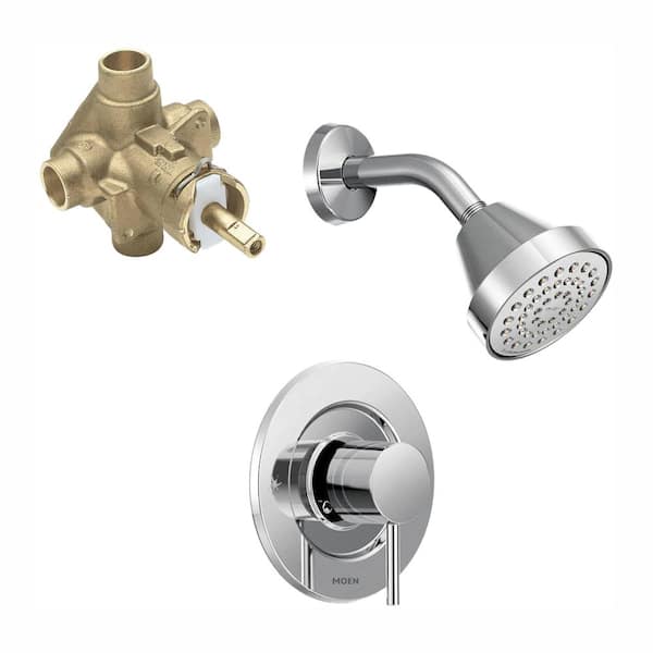 MOEN Adler 1-Handle 1-Spray Shower Faucet with Valve in Chrome Valve Included 