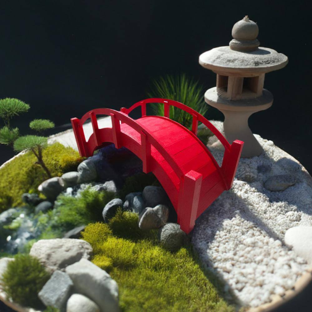 Miniature Red Wood Japanese Garden Bridge, 25"