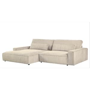 Mayview 105.52 in. W Sqaure Arm 2-Piece L Shaped Polyester Mid-Century Left Facing Sectional Sofa in Beige