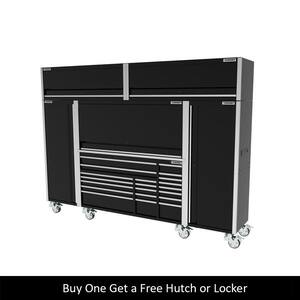 72 in. W x 24.5 in. D Professional Duty 20-Drawer Mobile Workbench Combo w/ 2 Side Lockers, 2 Top Lockers, and Top Hutch