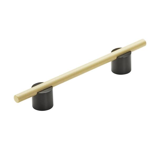 Amerock Transcendent 5-1/16 in. (128mm) Modern Matte Black/Matte Gold Bar Cabinet Pull