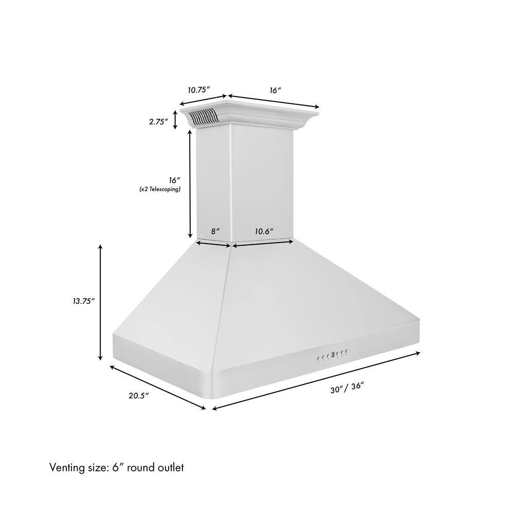 36-inch Stainless Steel Wall Mount Range Hood with Bluetooth Speakers