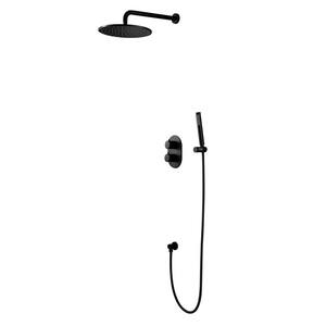 Single-Handle 1- -Spray Rain Wall Mounted Shower Faucet with Handheld in Black (Valve Included)