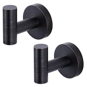 Wall Mount Round Stainless-Steel J-Hook Robe/Towel Hook in Oil Rubbed Bronze 2-Pack