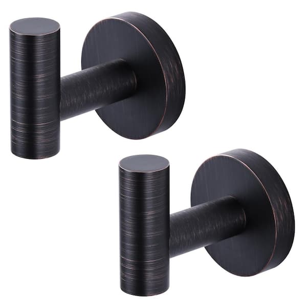 ARCORA Wall Mount Round Stainless-Steel J-Hook Robe/Towel Hook in Oil Rubbed Bronze 2-Pack