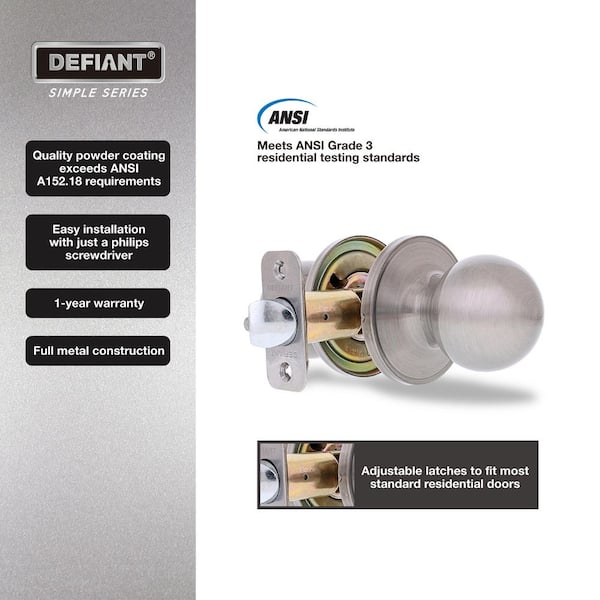 Defiant Ball Satin Nickel Hall/Closet Door Knob (6-Pack) TWX230BD6
