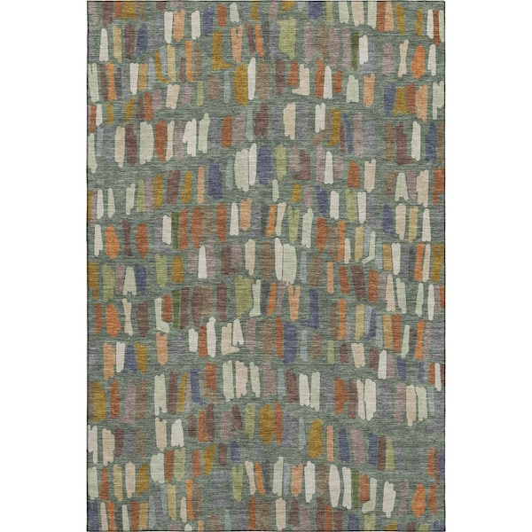 Mayfield Premium Machine Washable Abstract AMF2377 Basil 10 ft. x 14 ft. Area Rug