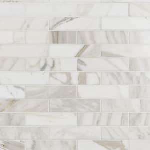Calacatta Gold White 2 in. x 8 in. Polished Marble Floor and Wall Tile (3.34 sq. ft./Case)