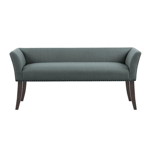 Madison Park Antonio Slate Blue Flared Arms Accent Bench 23 in. H x 49.5 in. W x 19.25 in. D