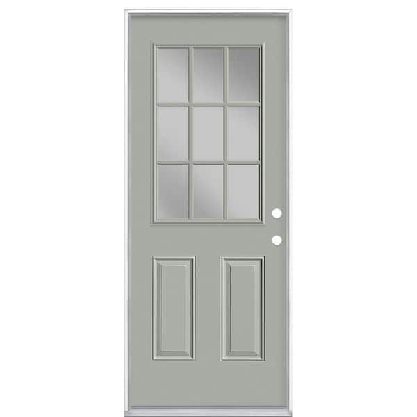 Masonite 32 in. x 80 in. 9 Lite Left Hand Inswing Painted Steel Prehung Front Exterior Door No Brickmold