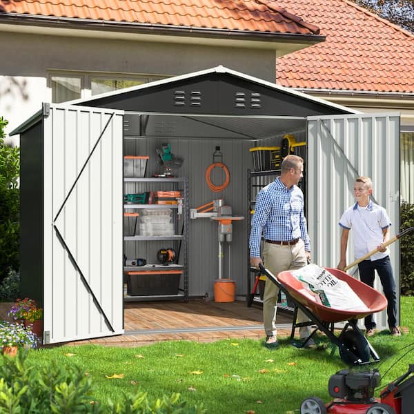 VIWAT 8 ft. W x 6 ft. D Metal Outdoor Storage Shed with Lockable