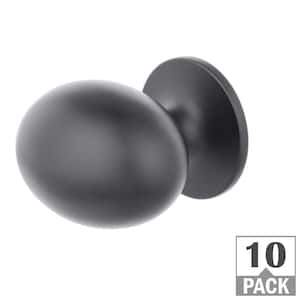 Large Football 1-3/8 in. Matte Black Classic Oval Cabinet Knob (10-Pack)