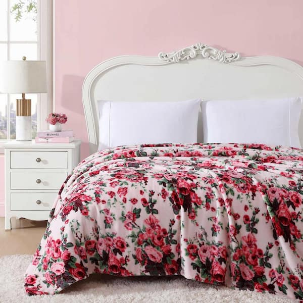 Unbranded Vintage Floral Pink Ultra Soft Plush Fleece 50x70 Throw Blanket