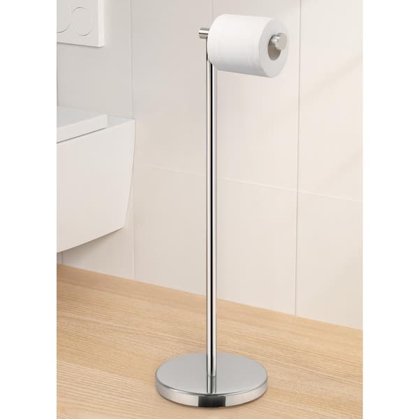 Bathroom Freestanding Toilet Paper Holder 26 in. H Tissue Roll Holder Floor Stand in Polished Finish