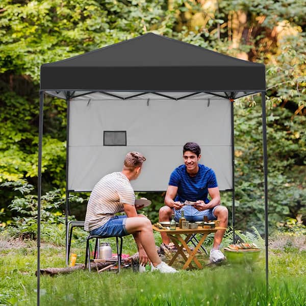 COOS BAY 6 ft. x 4 ft. Black Instant Canopy Pop Up Tent with Adjustable Sun Wall, Mesh Pocket, Carry Bag