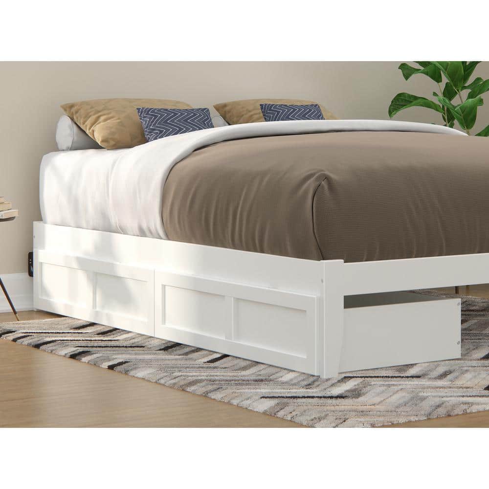 White Queen Size Underbed Storage Drawers with Rollers
