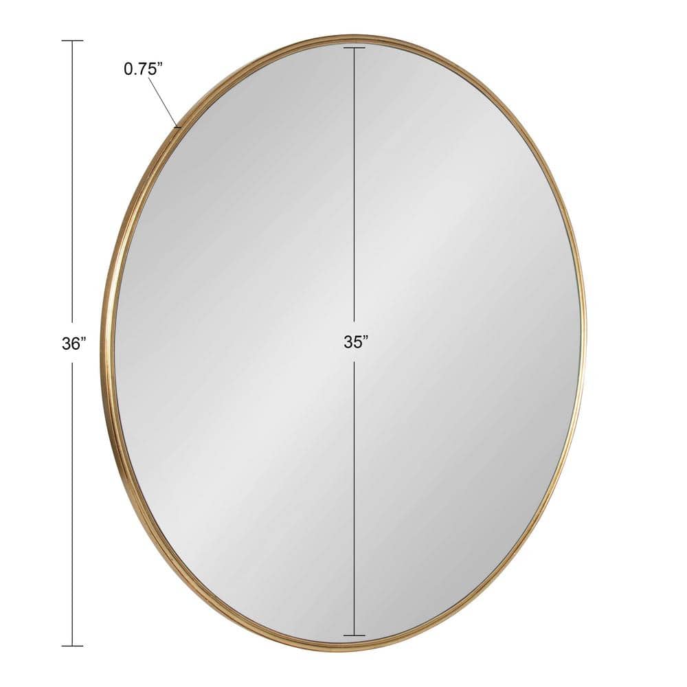 Caskill 40" Round Gold Wood Wall Mirror