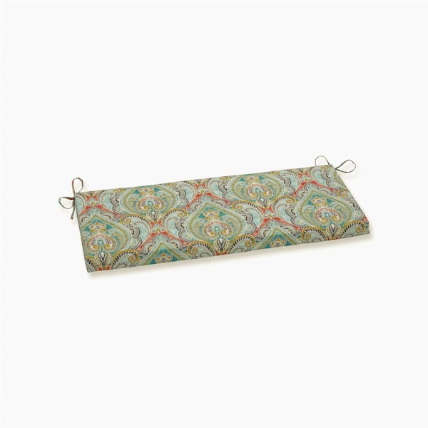 Pillow Perfect Paisley Rectangular Outdoor Bench Cushion in Blue/Multi Pretty
