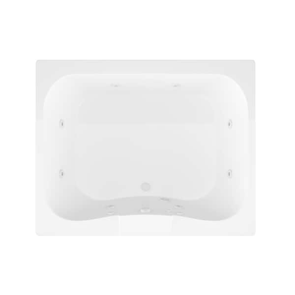 Rhode Series 59 in. x 41 in. Rectangular Whirlpool Bathtub with Center Drain and V-Style Back Jets in Glossy White