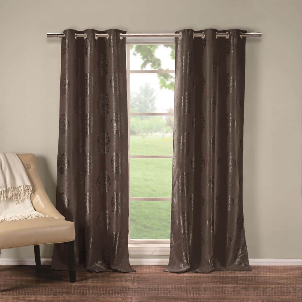 Hastings 36 in. W x 84 in. L Polyester Window Panel in Chocolate