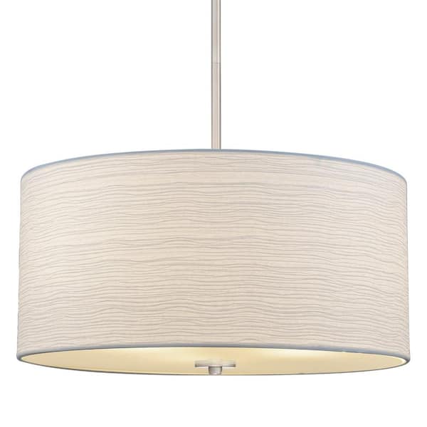 Kira Home Pearl 60-Watt 3-Light Brushed Nickel Contemporary Chandelier with White Shade, No Bulb Included