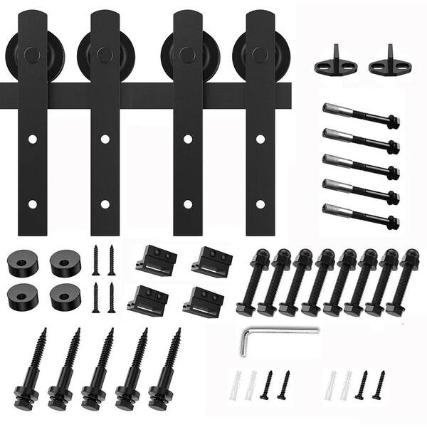 Movisa 8 ft./96 in. I-shaped Sliding Double Barn Door Hardware Kit