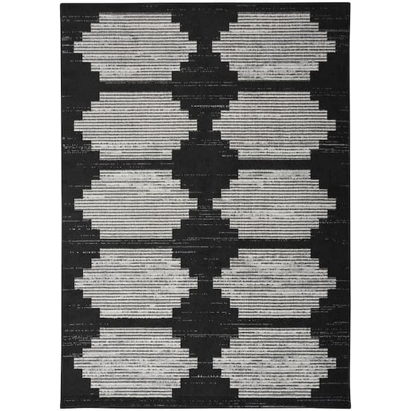 Nourison Modern Passion Blk/Grey 6 ft. x 9 ft. Geometric Contemporary Area Rug