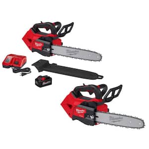 M18 FUEL 14 in. Top Handle 18V Lithium-Ion Brushless Cordless Chainsaw 8.0 Ah Kit & M18 12 in. Top Handle Chainsaw