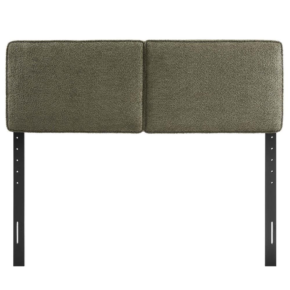 Lindee Sage Boucle Upholstered King Headboard with Solid Wood Legs