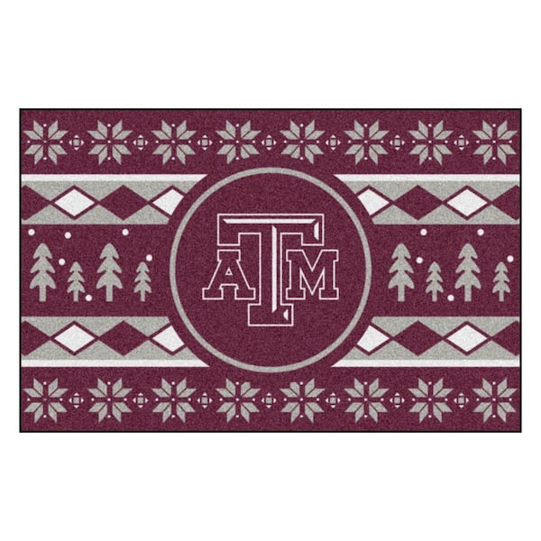 FANMATS Texas A&M Aggies Holiday Sweater Maroon 1.5 ft. x 2.5 ft. Starter Area Rug