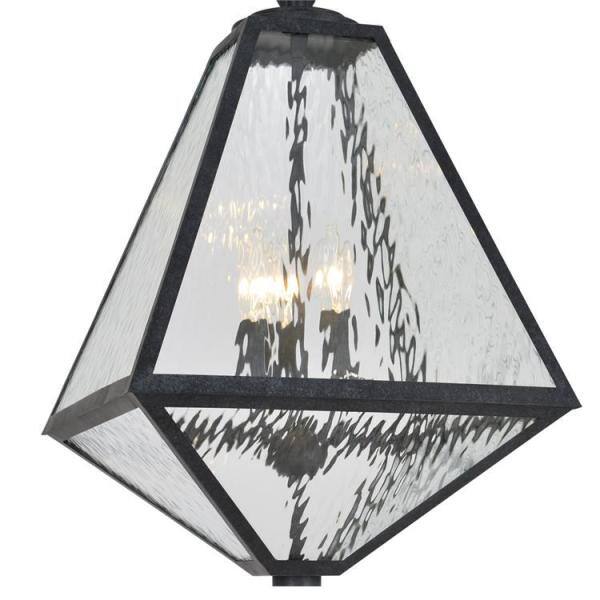 Black Charcoal Outdoor Chandelier with White Glass Panels