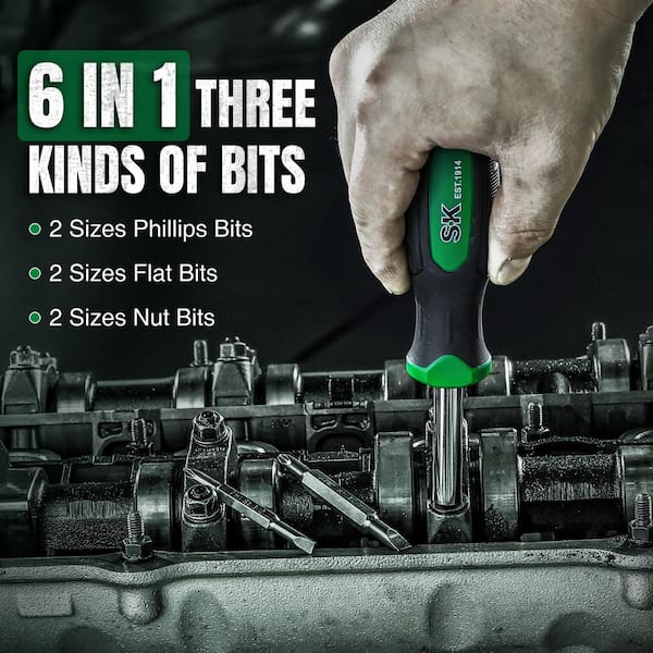 SK SK02000 6-in-1 Phillips, Slotted, and Nut Drive Screwdriver