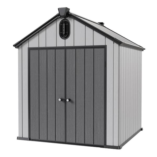 Outdoor 6 ft. W x 6 ft. D (36 sq. ft.) Black and White Resin Storage Shed with Double Doors